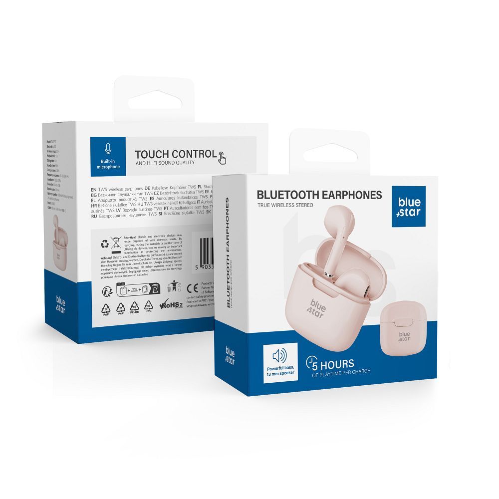 Słuchawki bezprzewodowe BLUETOOTH TWS FI7 kolor jasnorózowe
