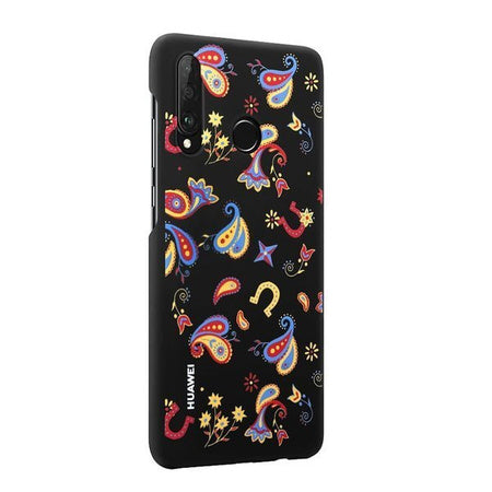 Etui Oryginalne do Huawei P30 Lite - wzór czarne kwiaty