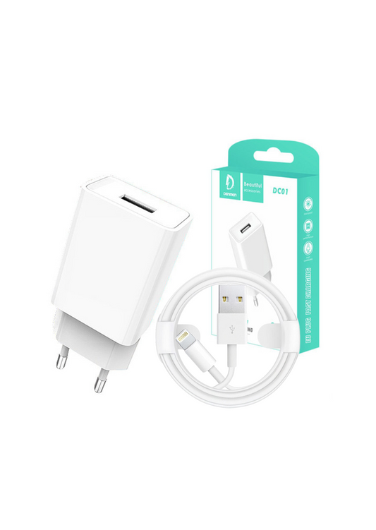 🔋 Ładowarka sieciowa 2.4A z kablem USB-a do Lightning - biała 🔋