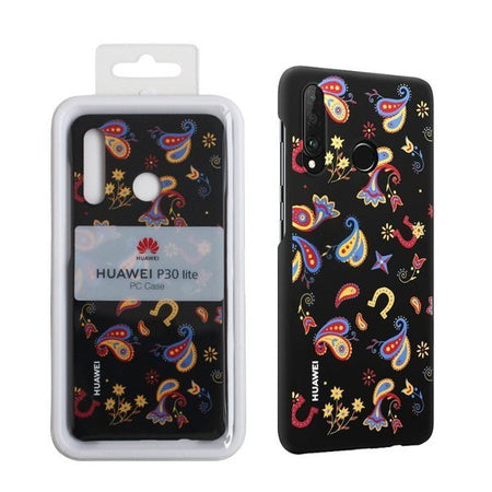 Etui Oryginalne do Huawei P30 Lite - wzór czarne kwiaty